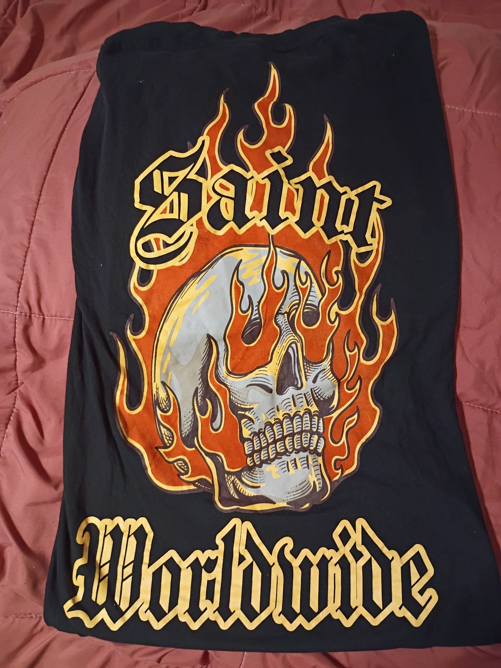 4xl Black Graphic Skull Flame T-Shirt